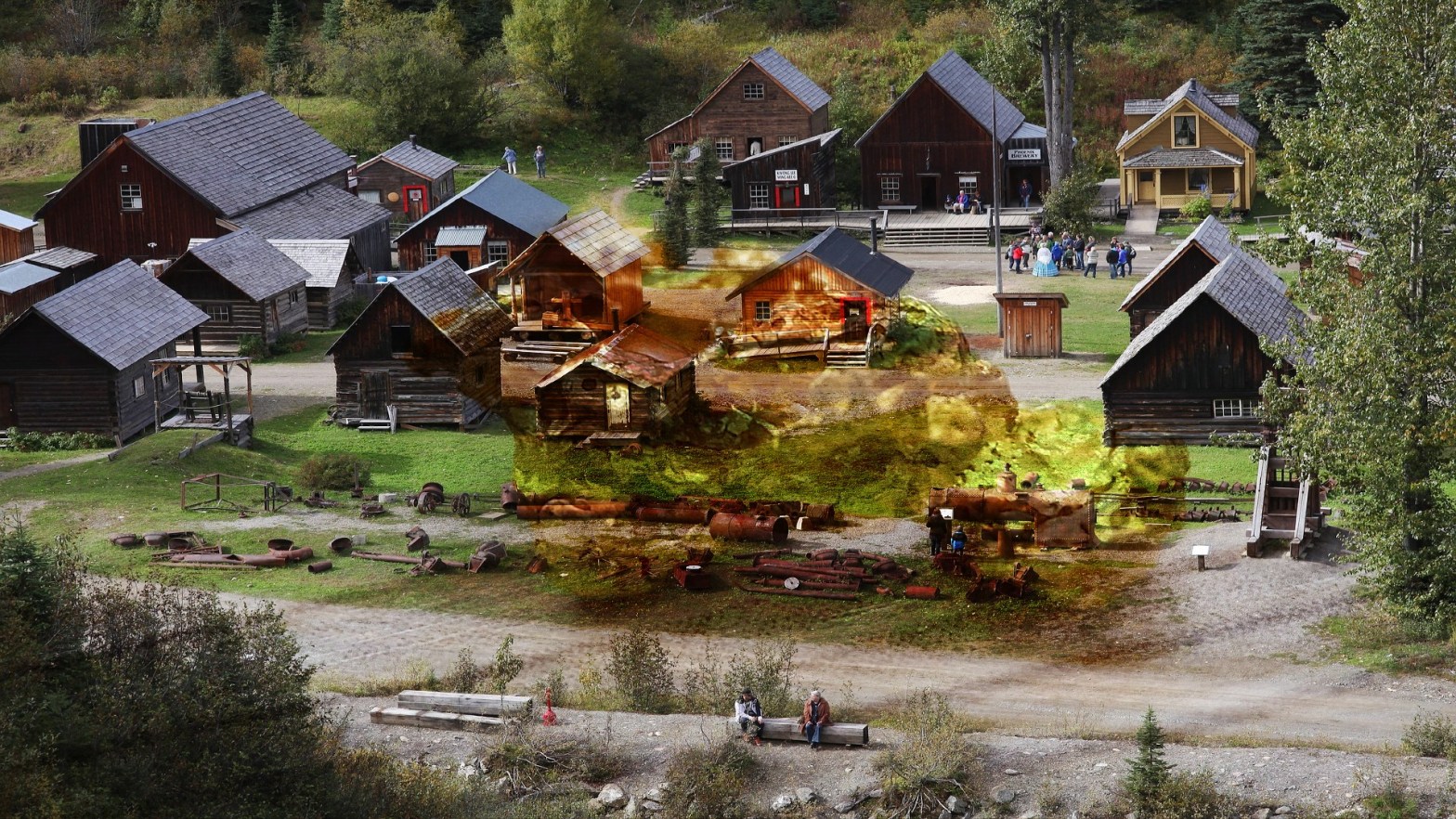 Village with gold nugget overlay
