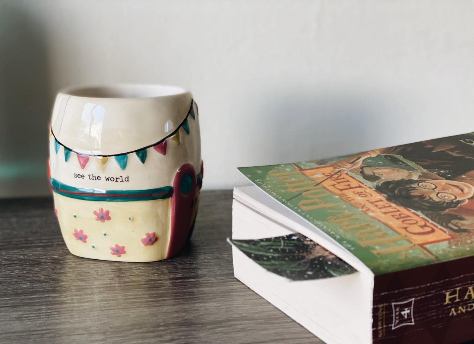 A book and a mug