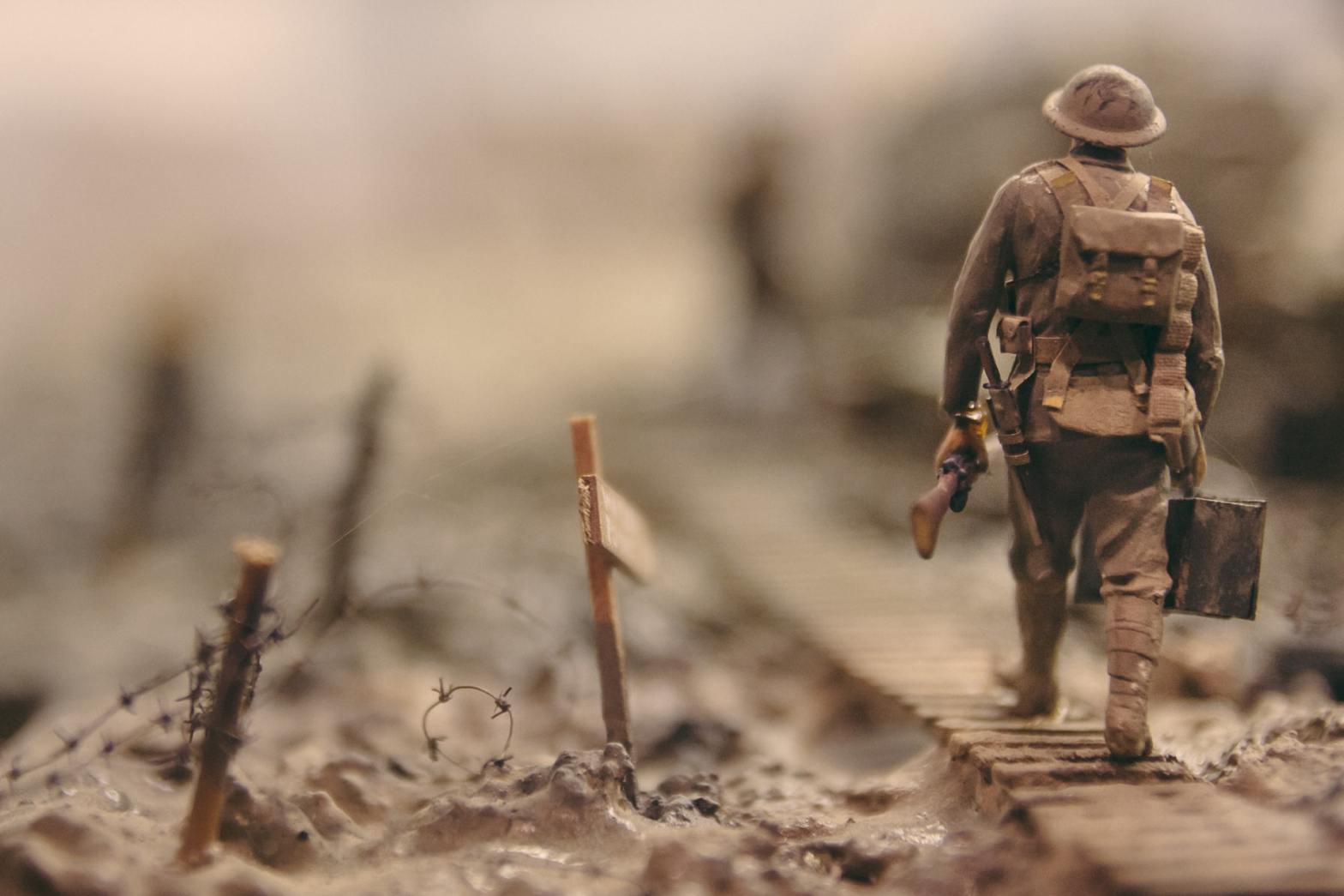 A soldier walking